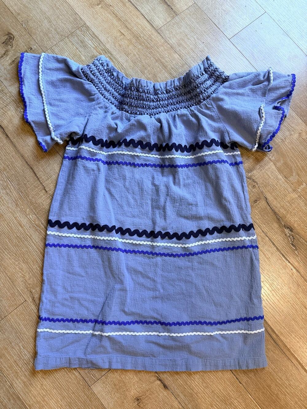 Mud Pie Finnigan Blue smocked off the shoulder mini dress